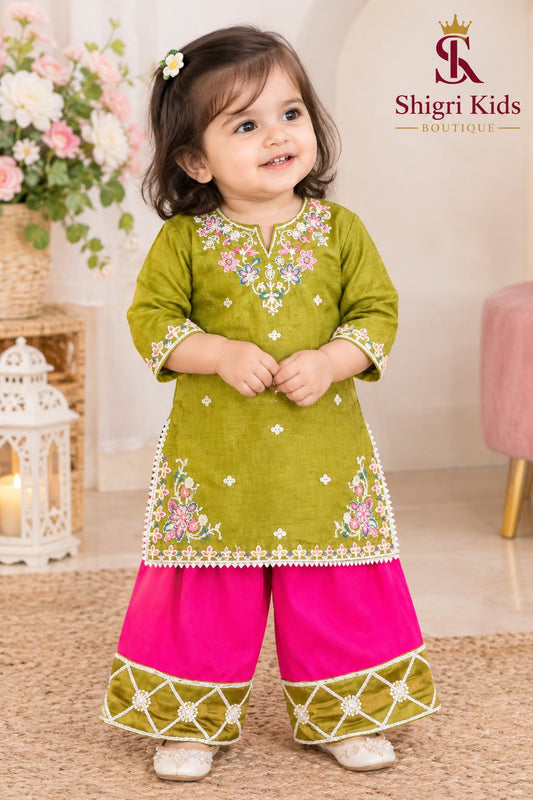 Russian Silk Embroidered Farshi Suit