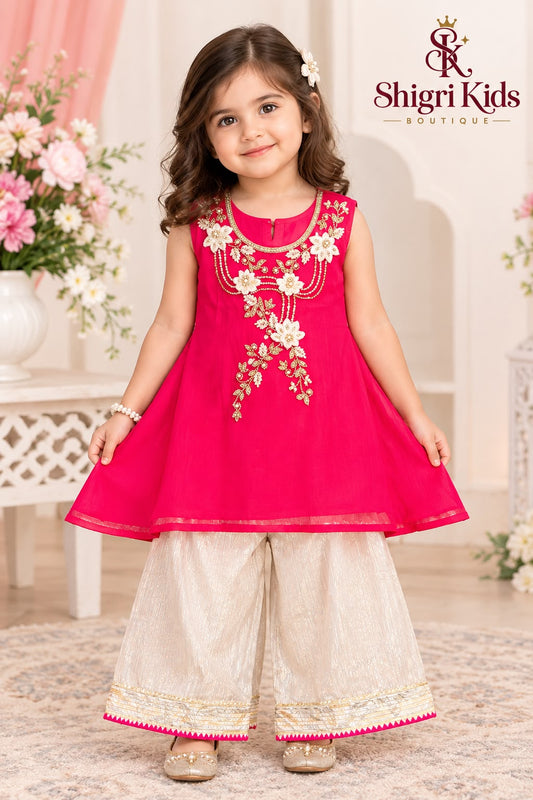 Pink Peplum Style Palazzo Suit