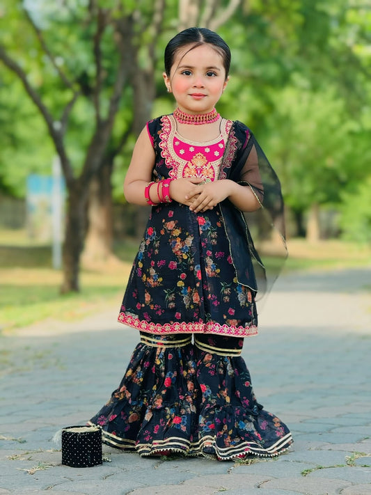 Banarasi Cotton Floral Gharara Set
