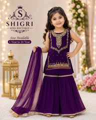 Purple Handwork Garara Suit