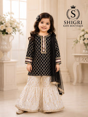 Metal Sequence Contrast Garara Suit