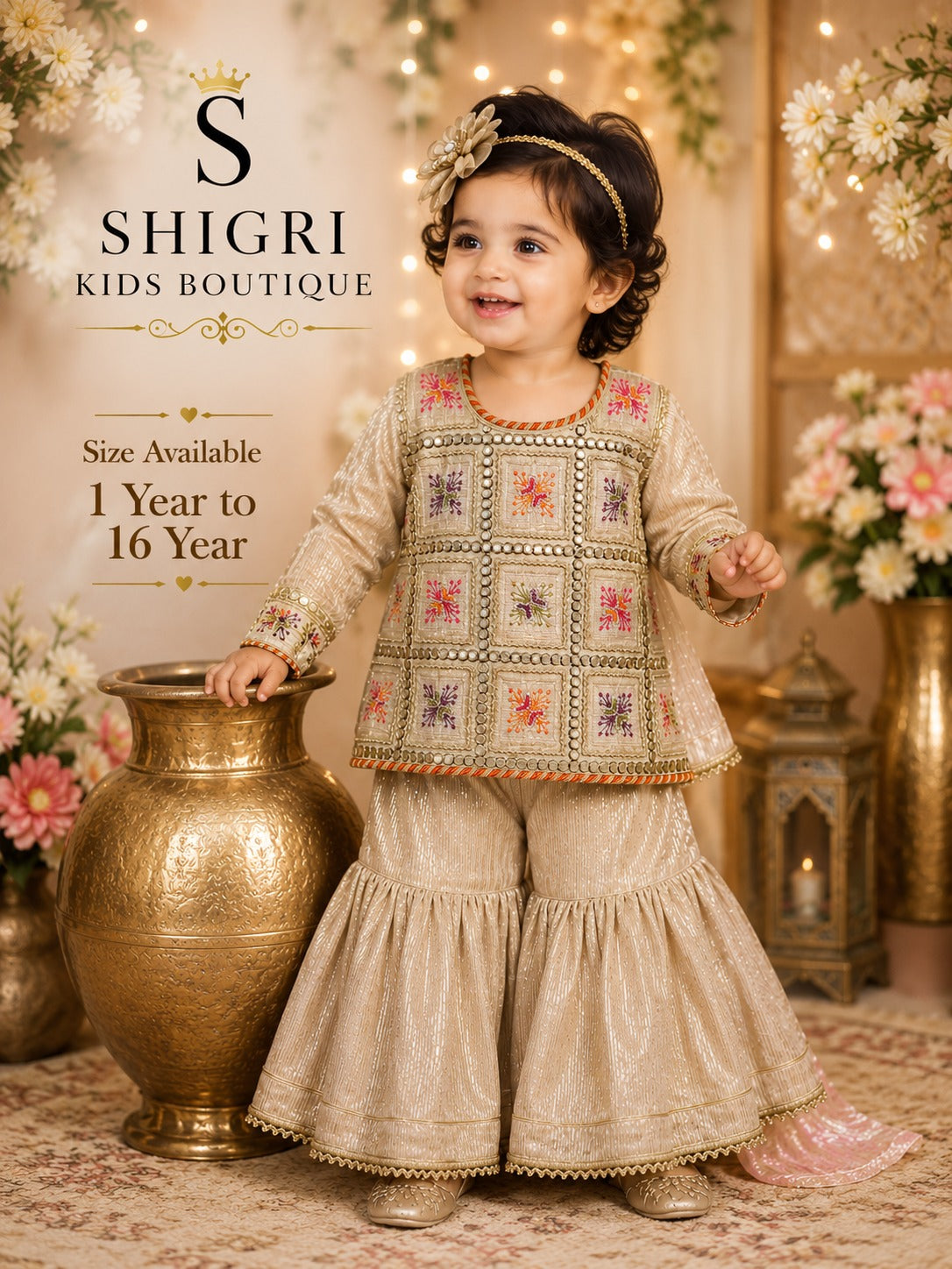 4-Sequence Mirror Work Garara Suit