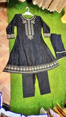 Black Pure Cotton 3-Piece Suit - 2