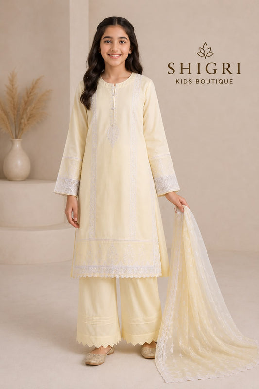 Pure Cotton Scallop Embroidered Suit