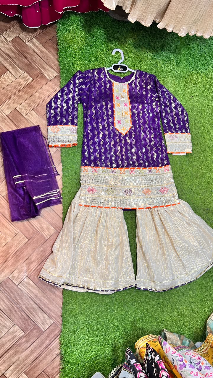 3D Embroidered 4-Sequence Garara Suit