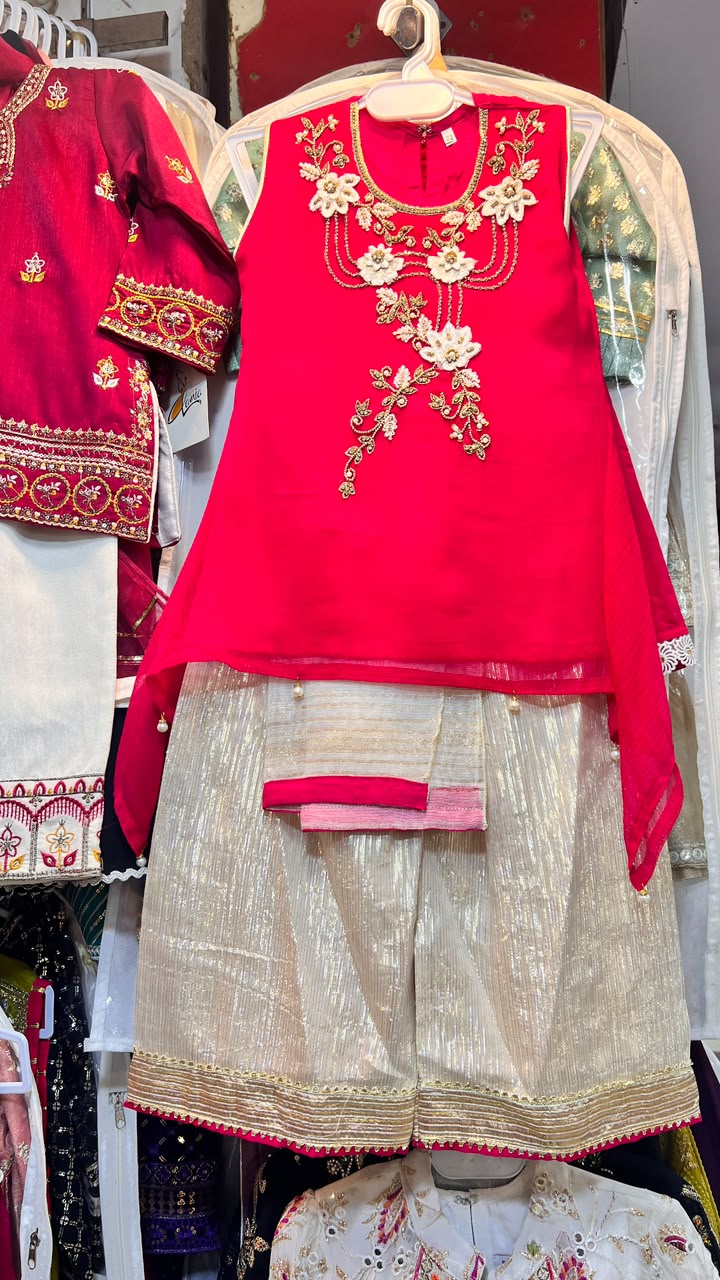 Pink Peplum Style Palazzo Suit