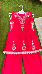 Pink Embroidered Palazzo Suit