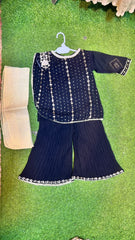 Black Embroidered Peplum Style Plazo Suit