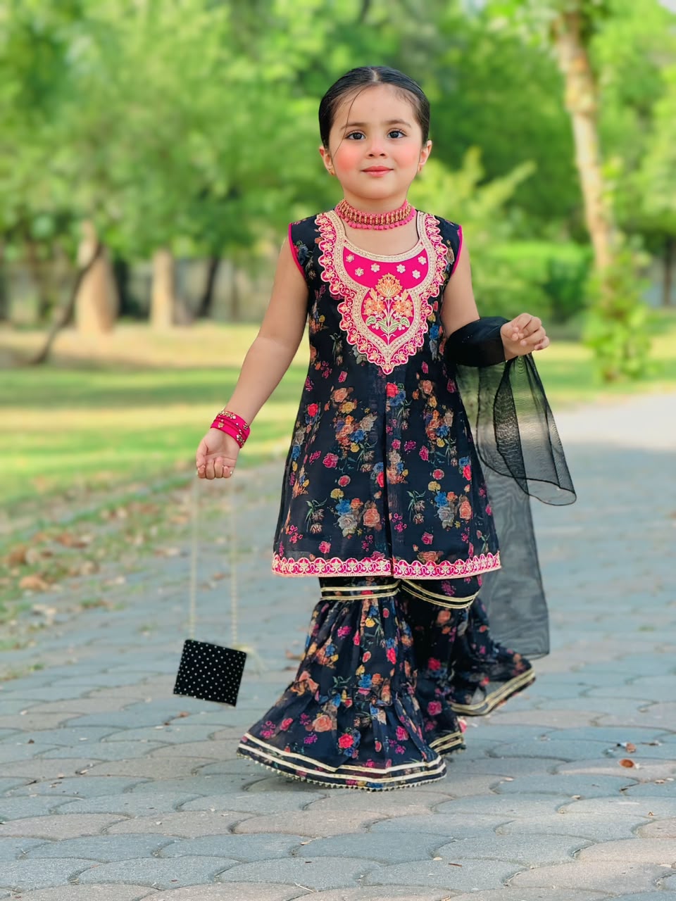 Banarasi Cotton Floral Gharara Set - 2