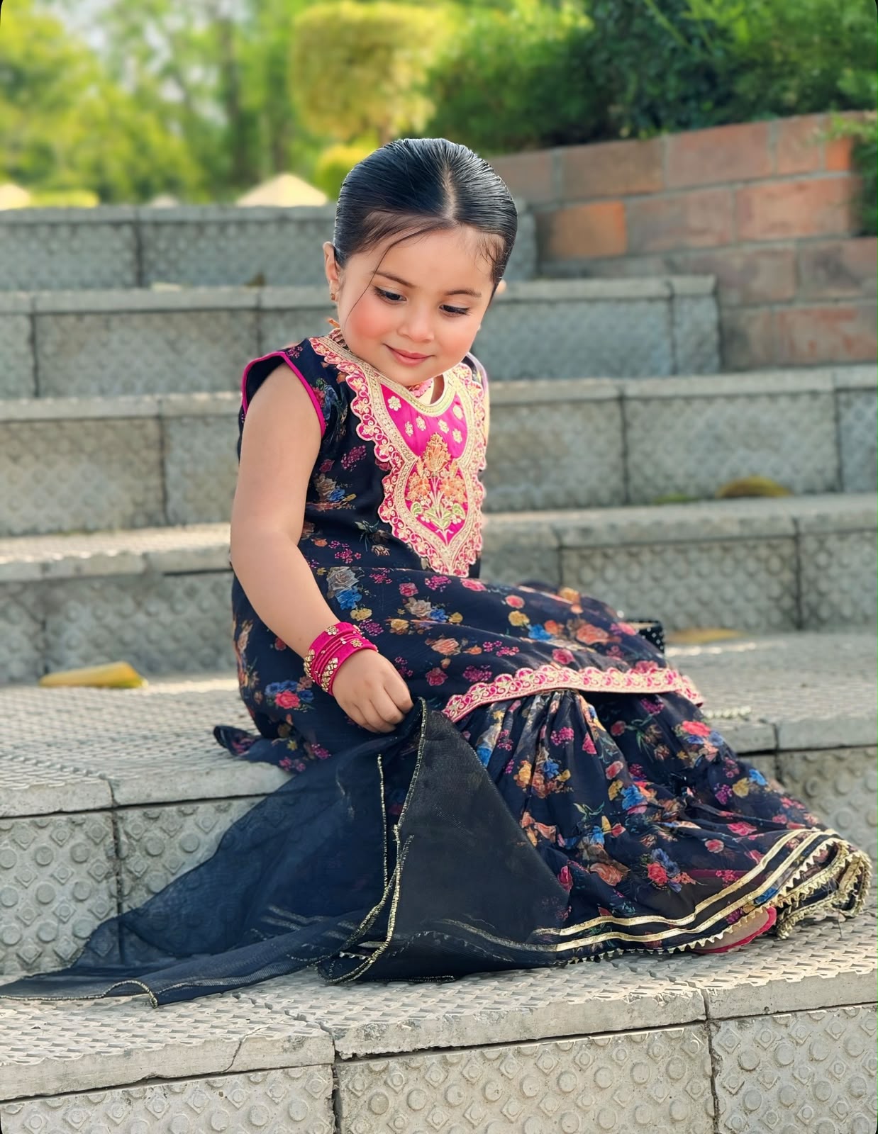 Banarasi Cotton Floral Gharara Set - 5