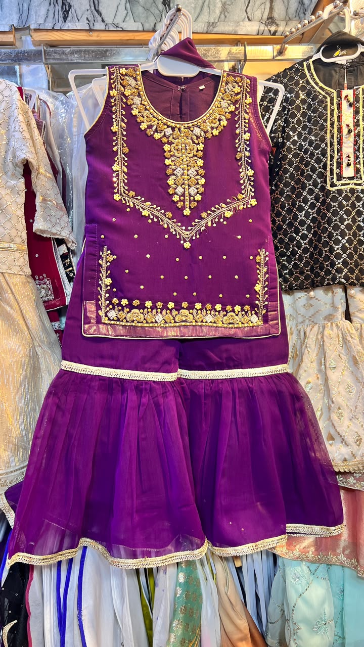 Purple Handwork Garara Suit - 2