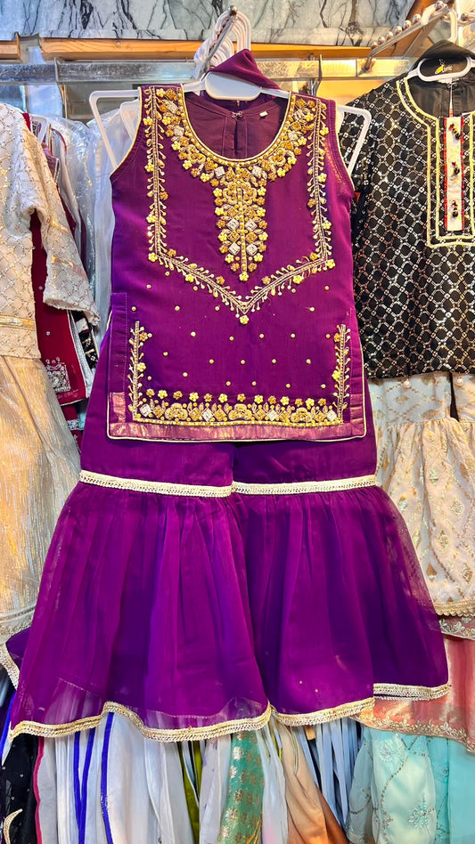 Purple Handwork Garara Suit - 2