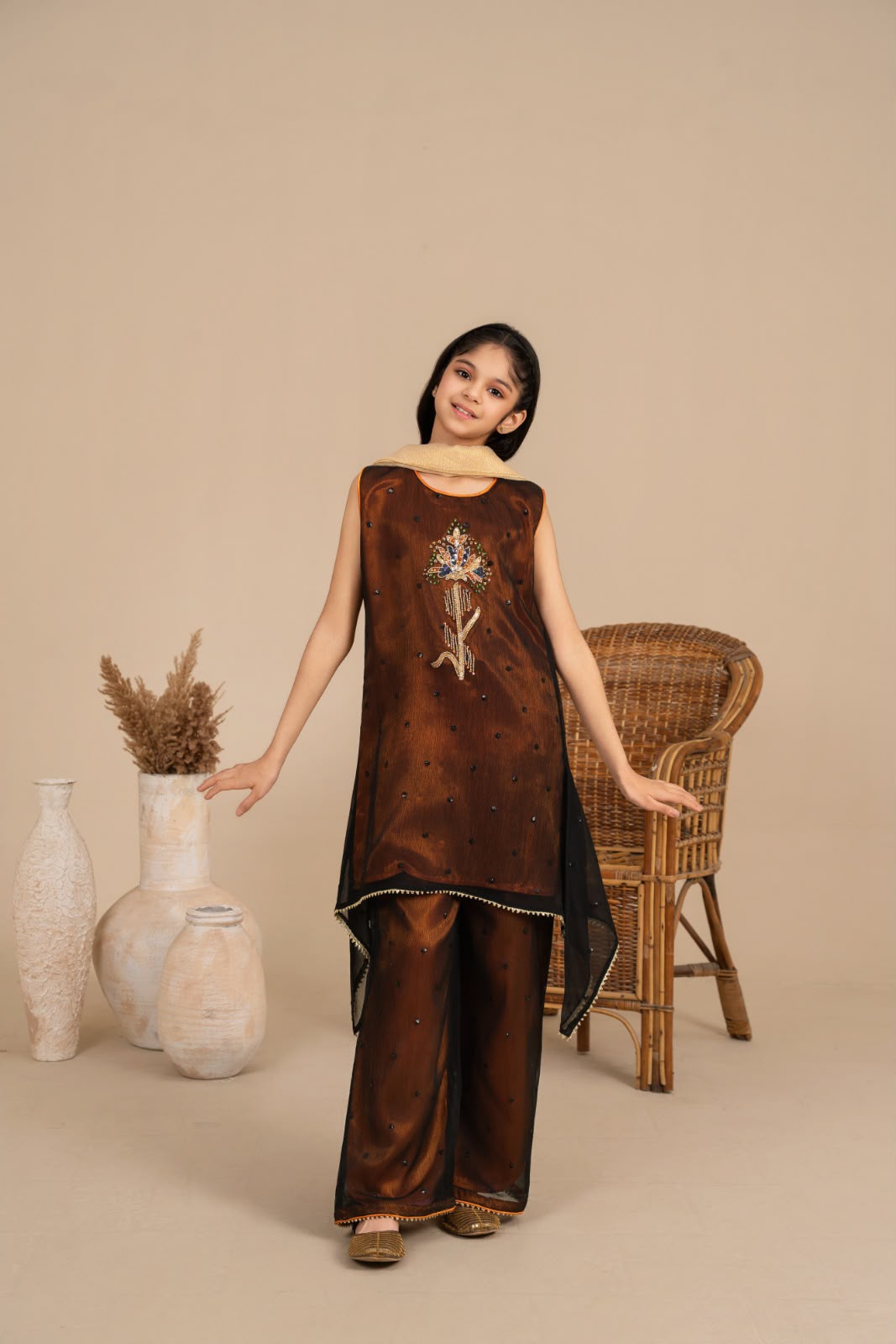 Chiffon Handwork Palazzo Suit