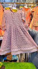 Chiffon Crisscross Embroidered Frock - 3