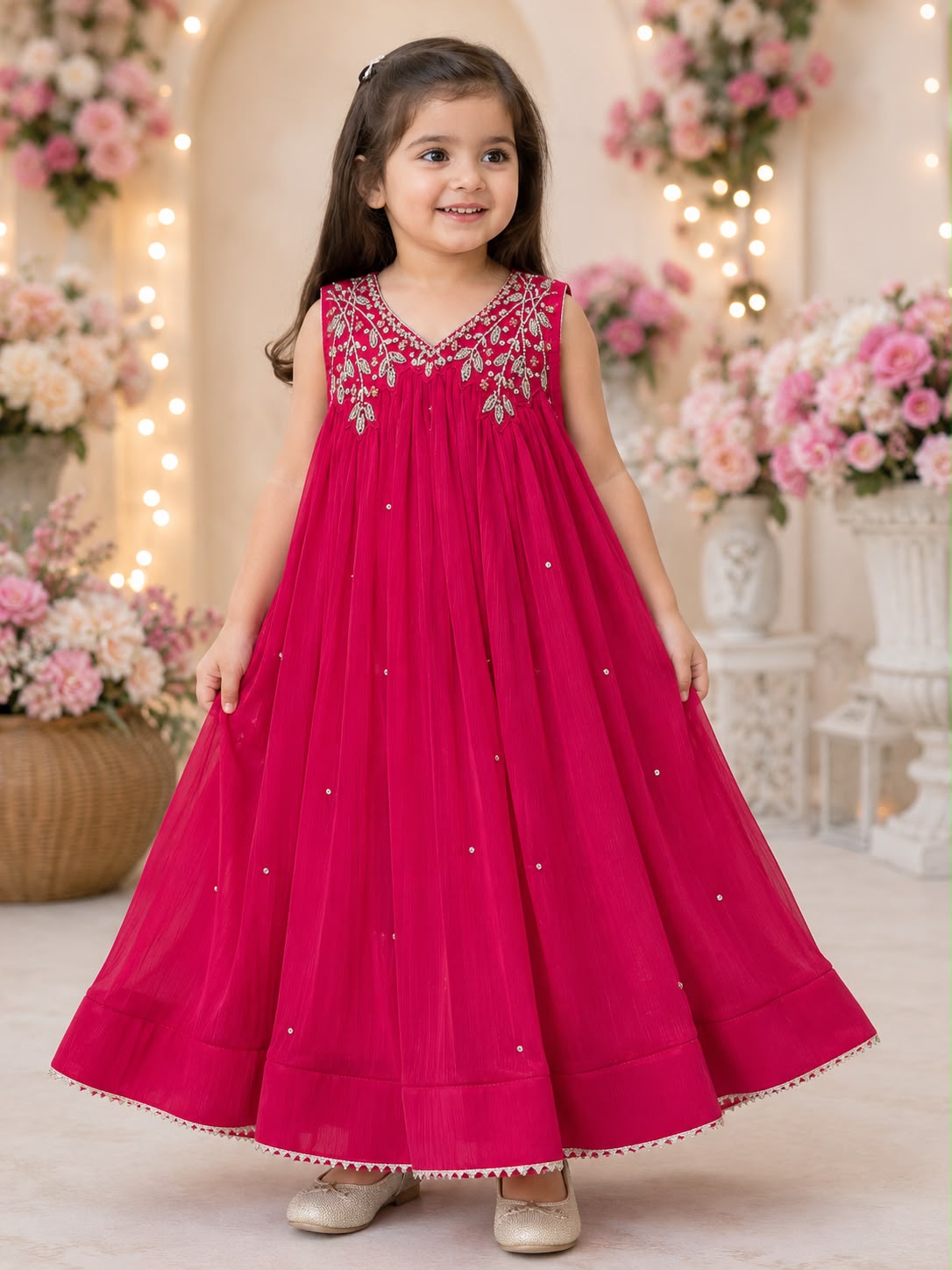 Jabla Style Chiffon Handwork Frock