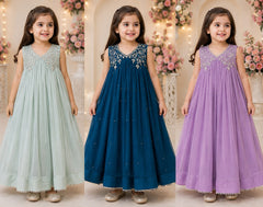 Jabla Style Chiffon Handwork Frock - 3