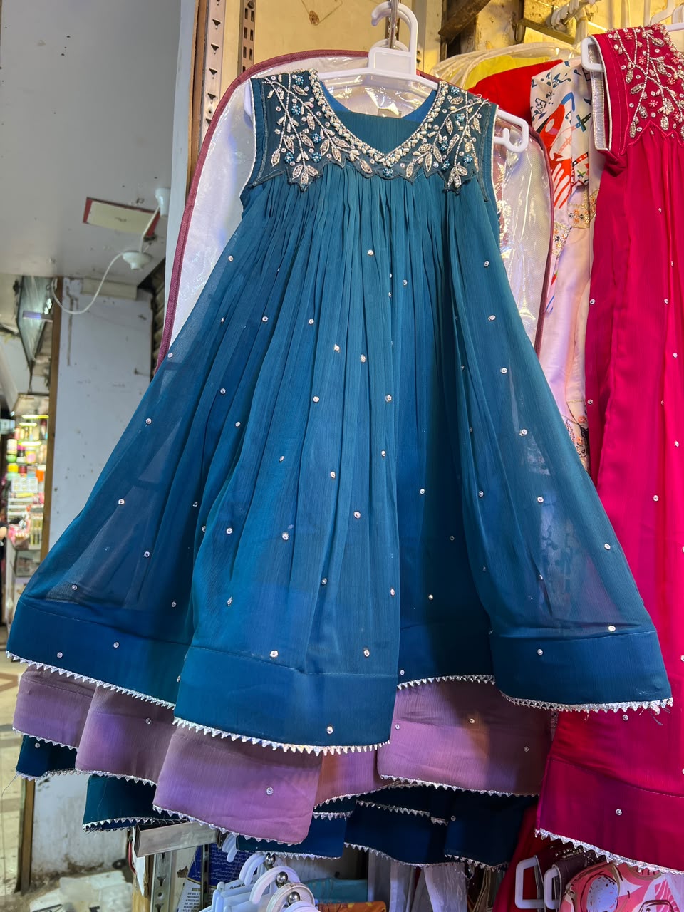 Jabla Style Chiffon Handwork Frock - 5