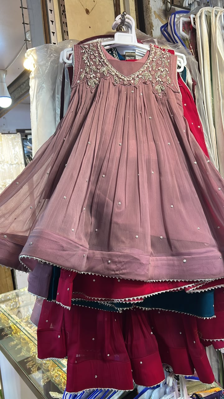 Jabla Style Chiffon Handwork Frock - 6