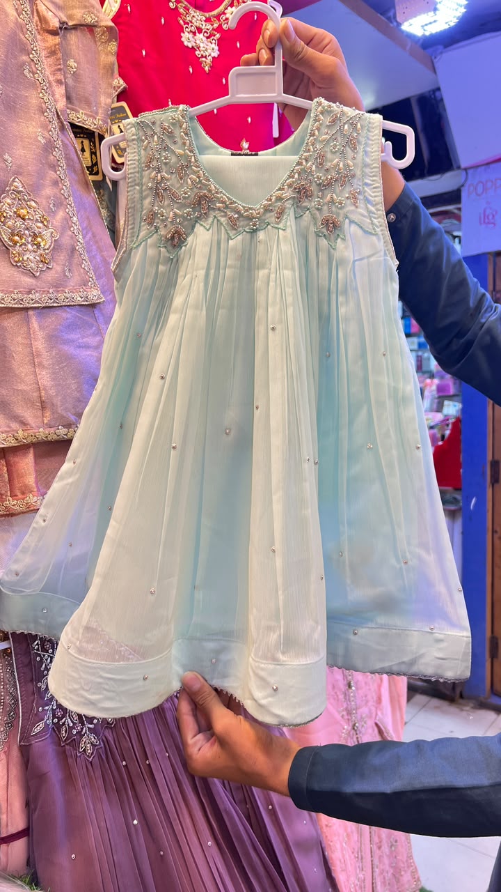 Jabla Style Chiffon Handwork Frock - 4