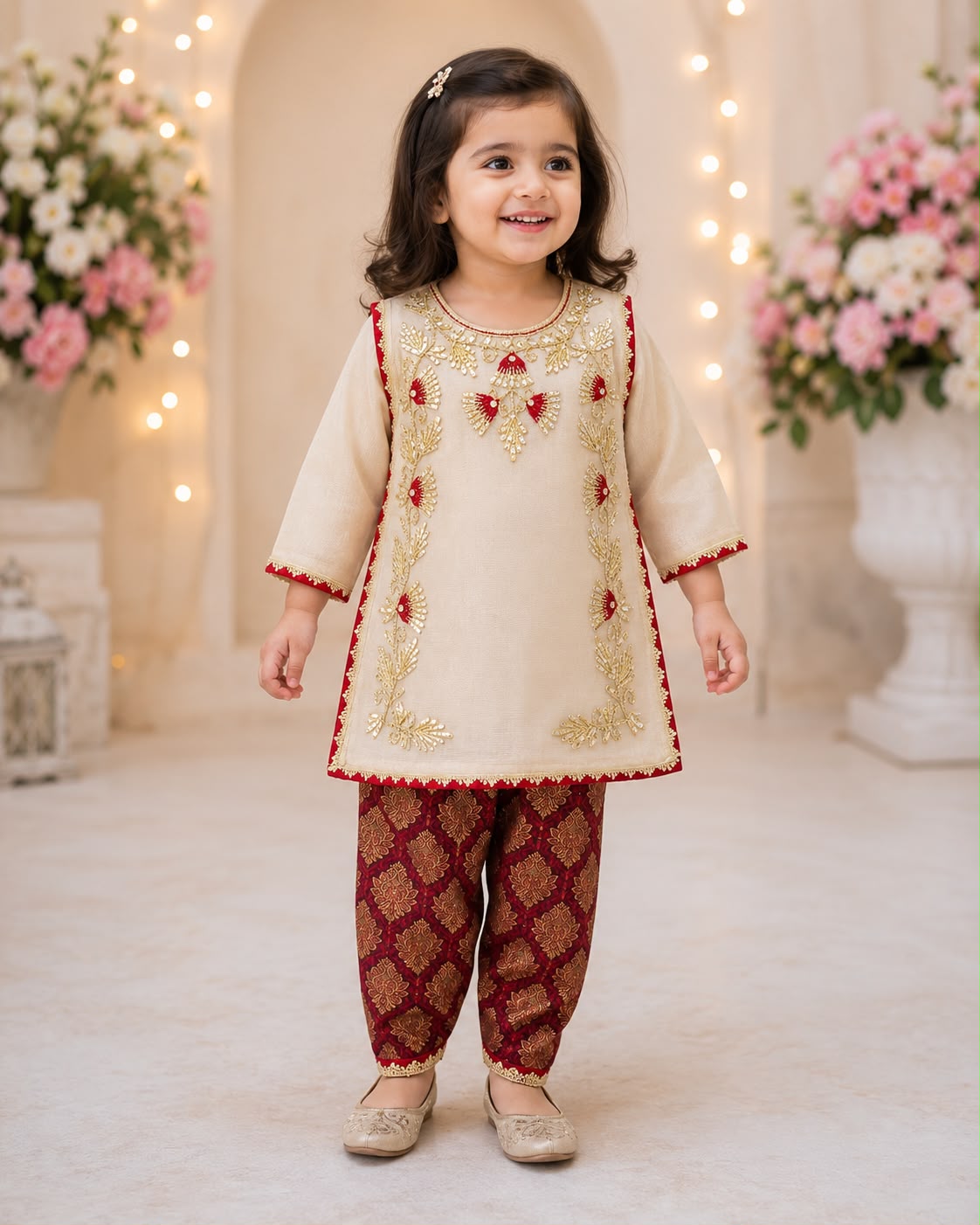 Khadi Fabric Gota Work Cord Style Suit