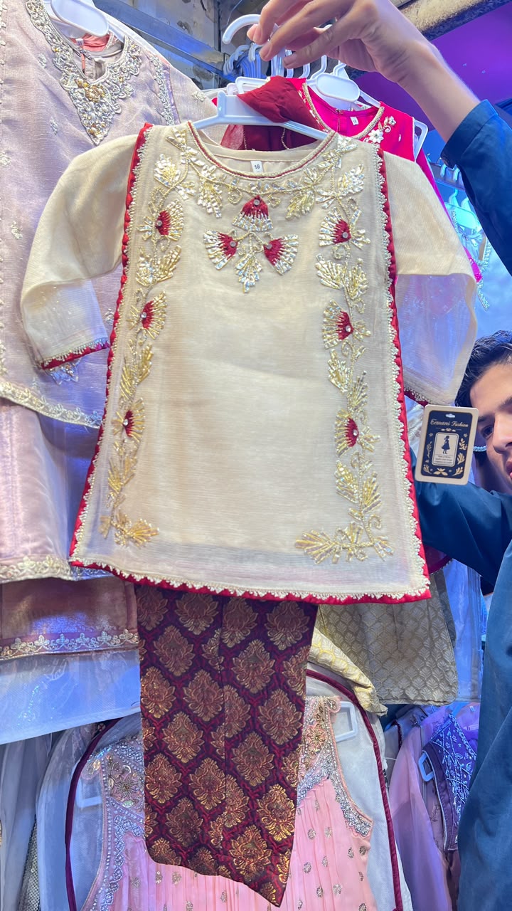 Khadi Fabric Gota Work Cord Style Suit - 2