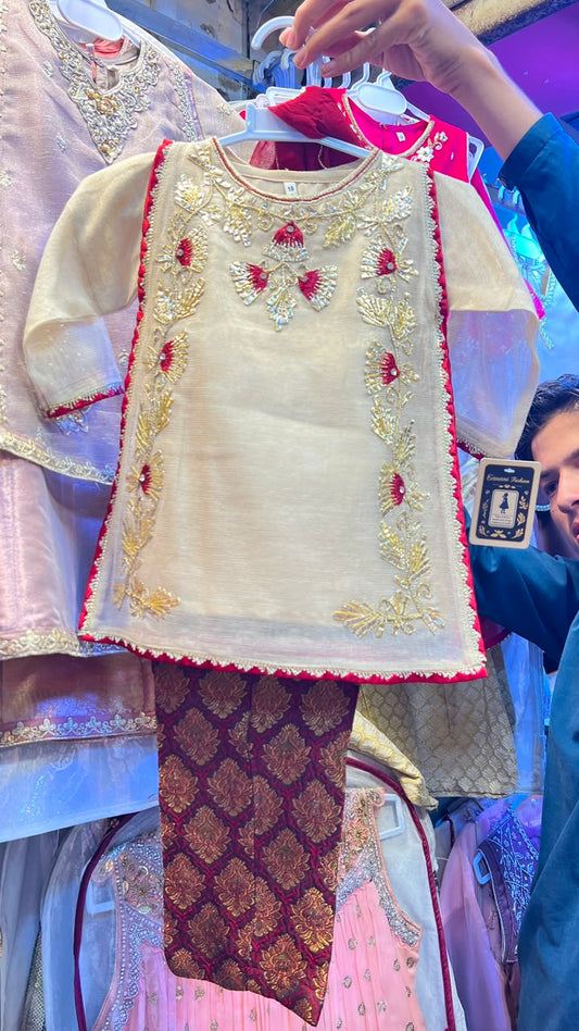 Khadi Fabric Gota Work Cord Style Suit - 2