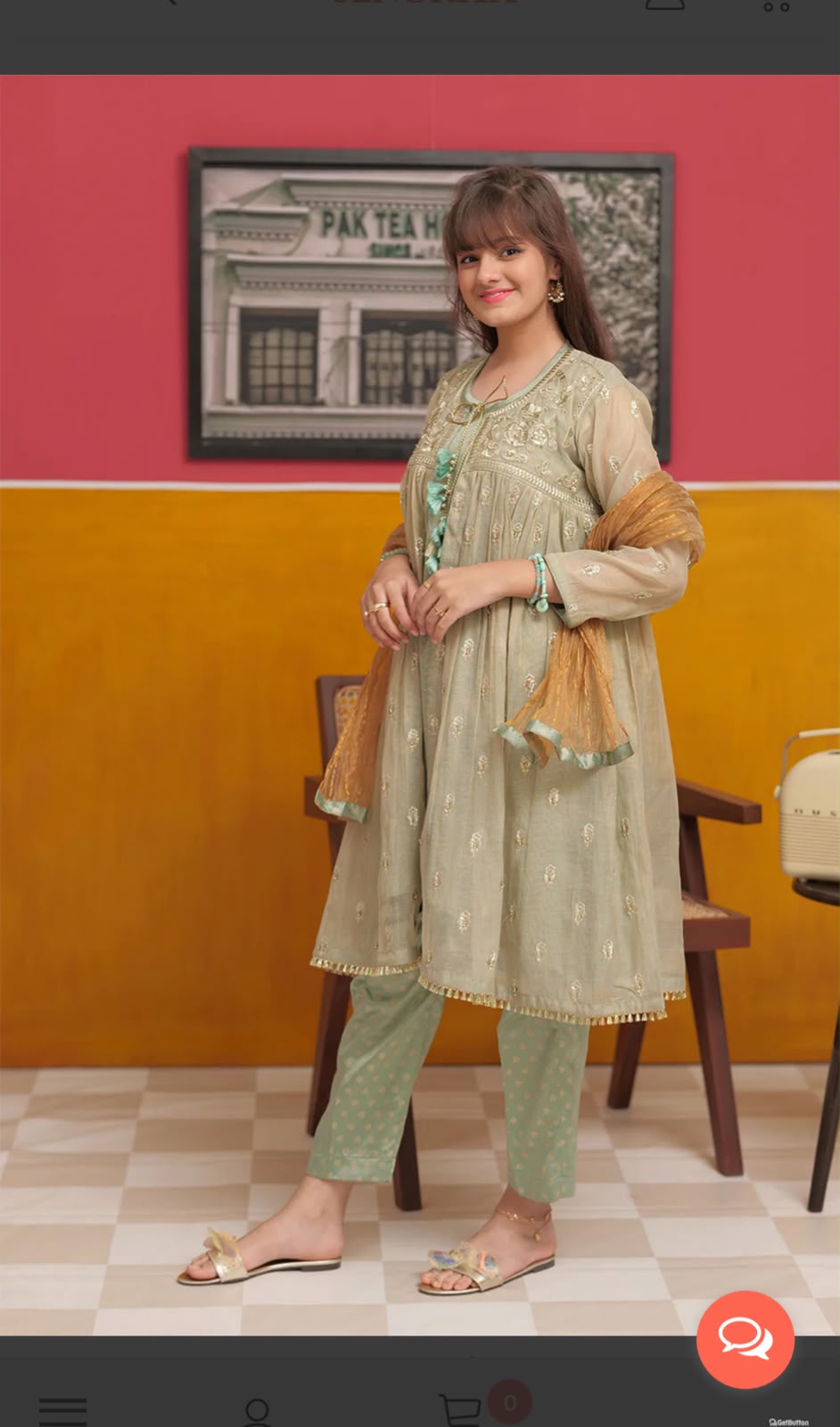 Mesori Gown with Block Print Inner - 10