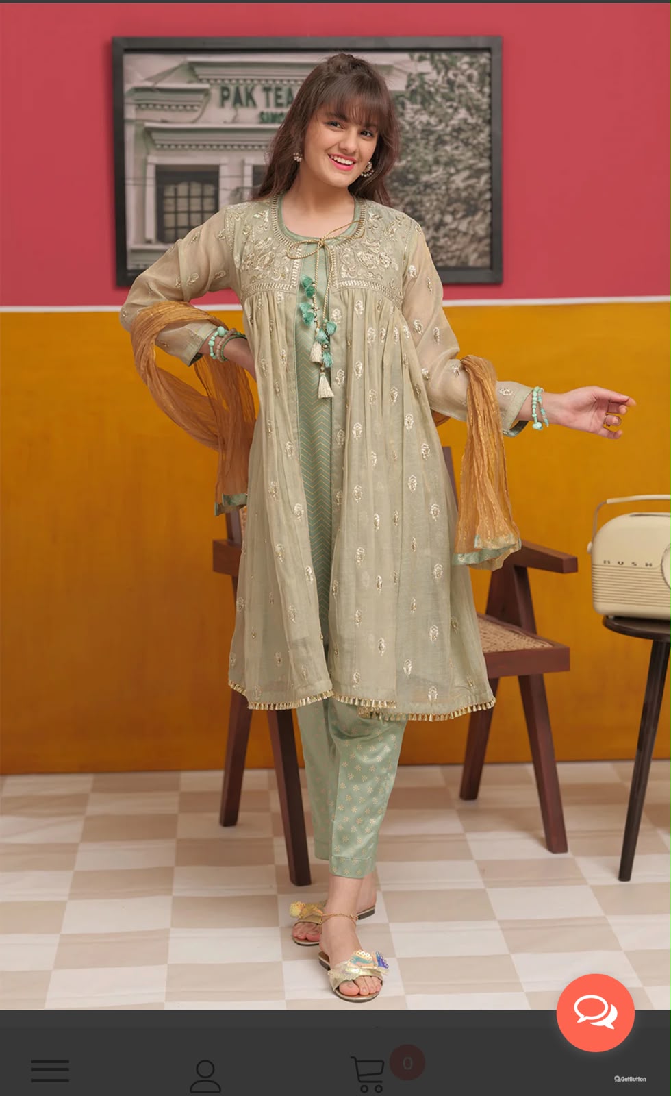 Mesori Gown with Block Print Inner - 8