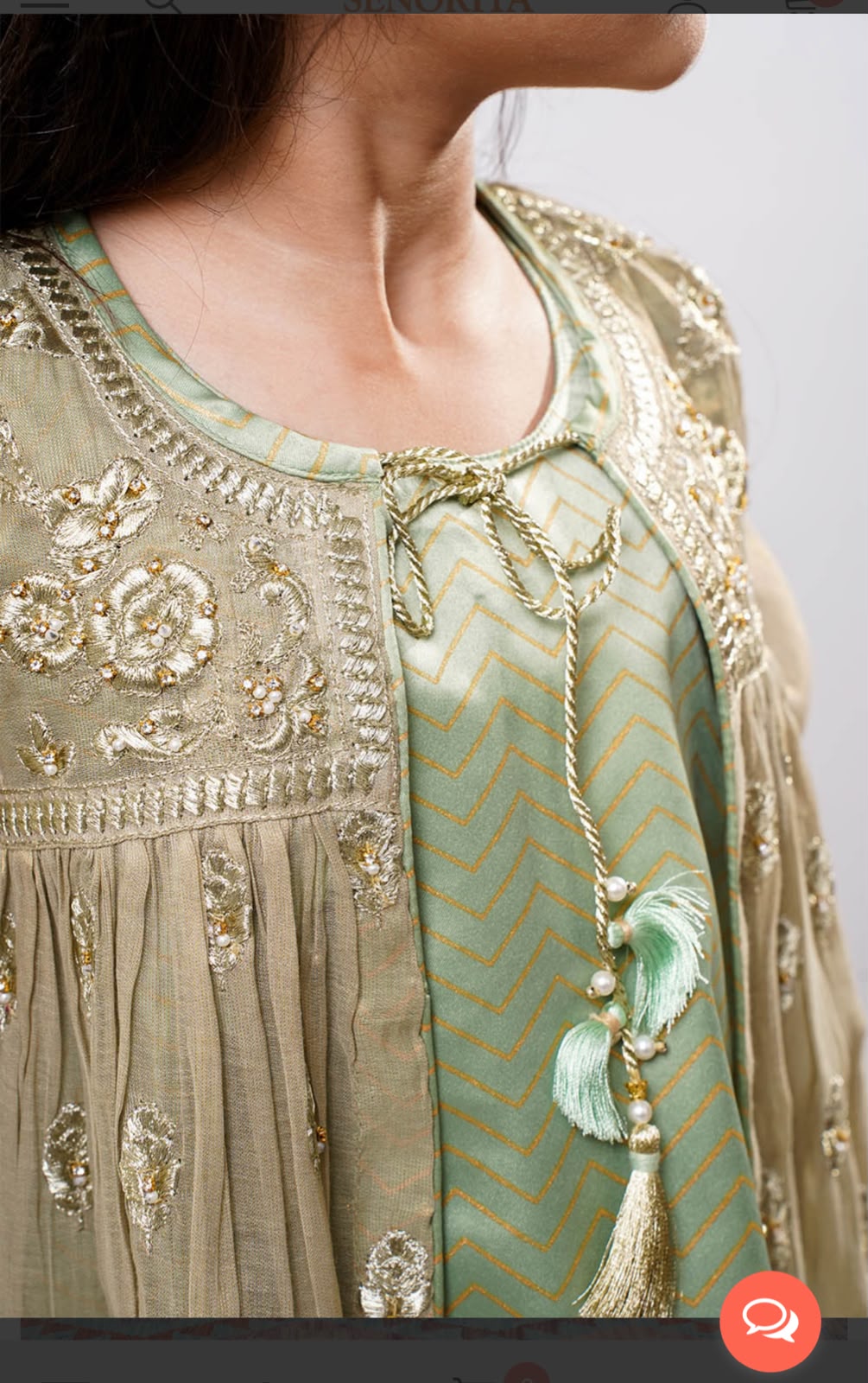 Mesori Gown with Block Print Inner - 7