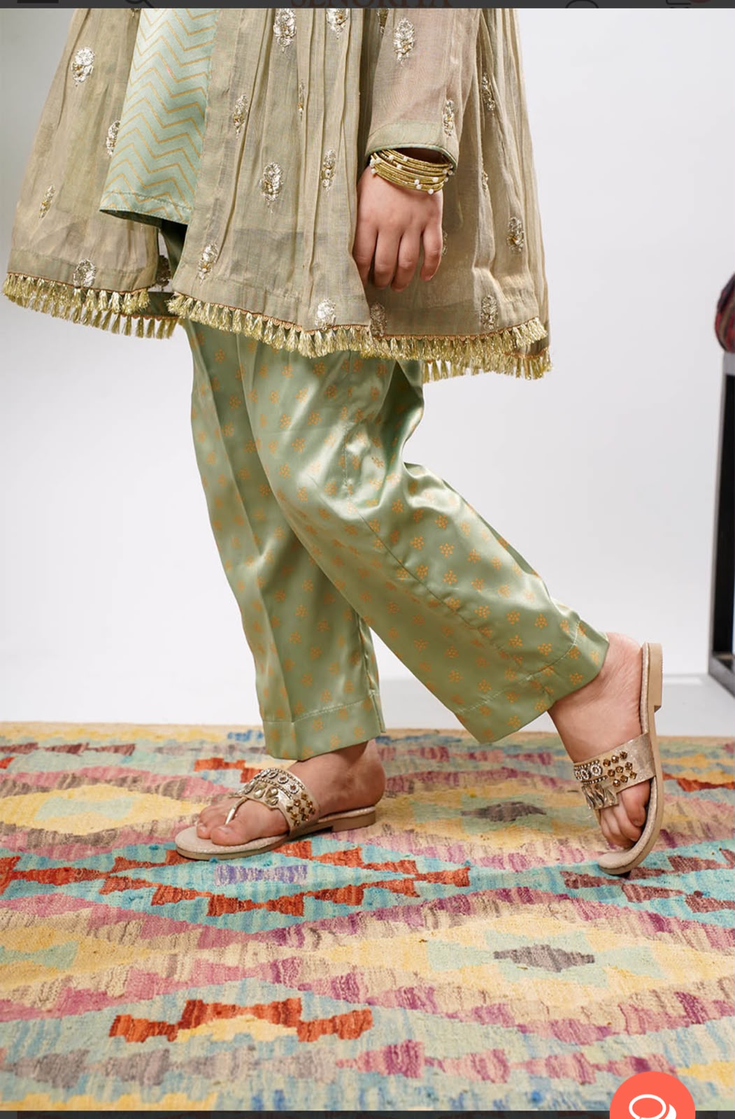 Mesori Gown with Block Print Inner - 6