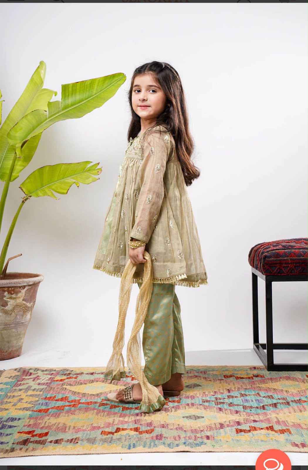 Mesori Gown with Block Print Inner - 5