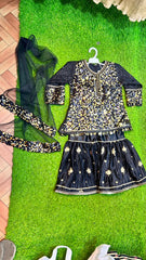 Metal Fabric Sequin Peplum Gharara Suit - 3