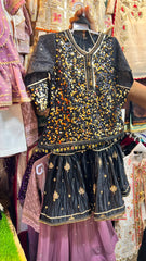 Metal Fabric Sequin Peplum Gharara Suit - 4