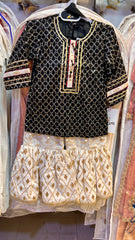 Metal Sequence Contrast Garara Suit - 2