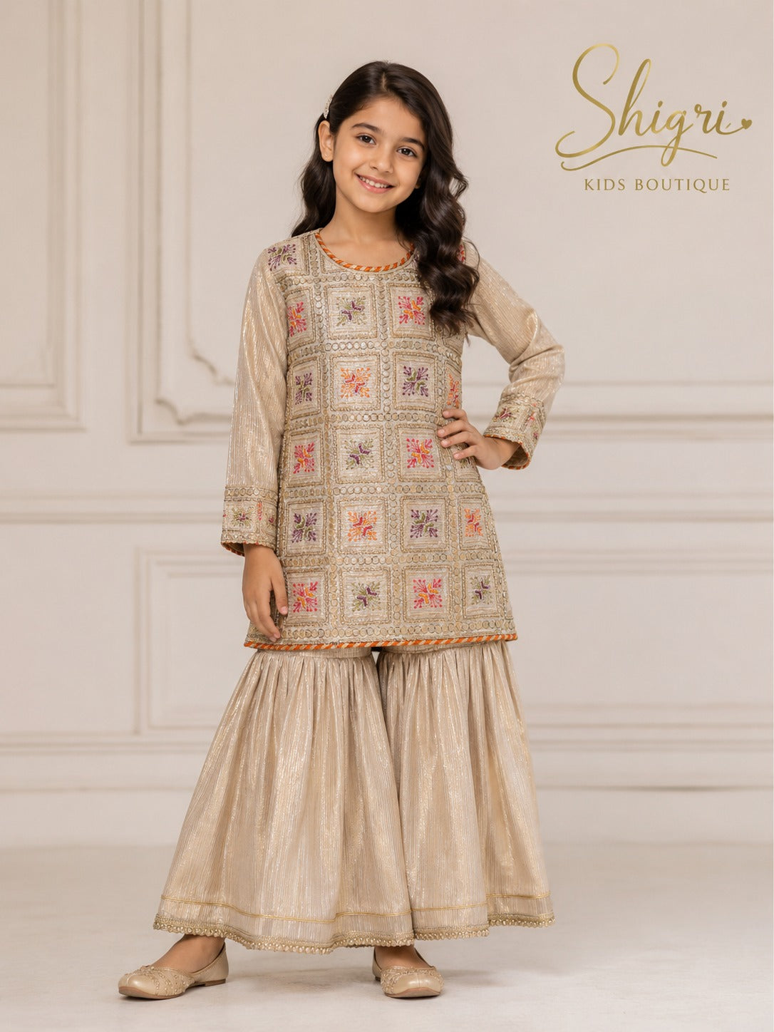 4-Sequence Mirror Work Garara Suit - 2