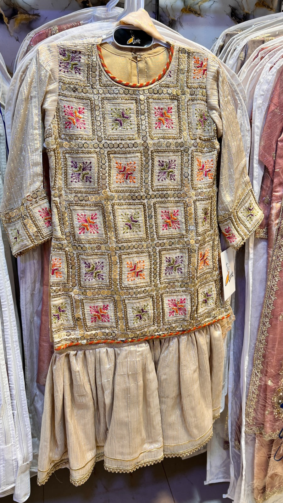 4-Sequence Mirror Work Garara Suit - 3