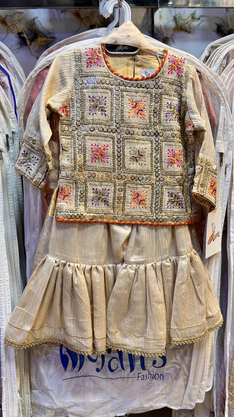 4-Sequence Mirror Work Garara Suit - 4