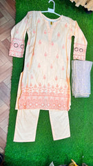 Peach Chikankari Cutwork Suit - 2