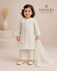 Pure Cotton Scallop Embroidered Suit - 4