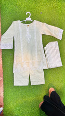Pure Cotton Scallop Embroidered Suit - 3
