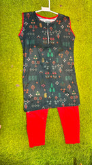 Charcoal Floral Print Sleeveless Suit - 2