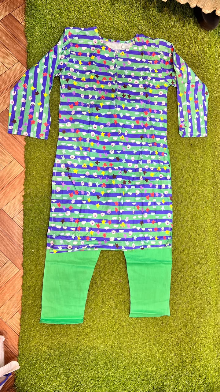 Green Striped Floral Print Suit - 2