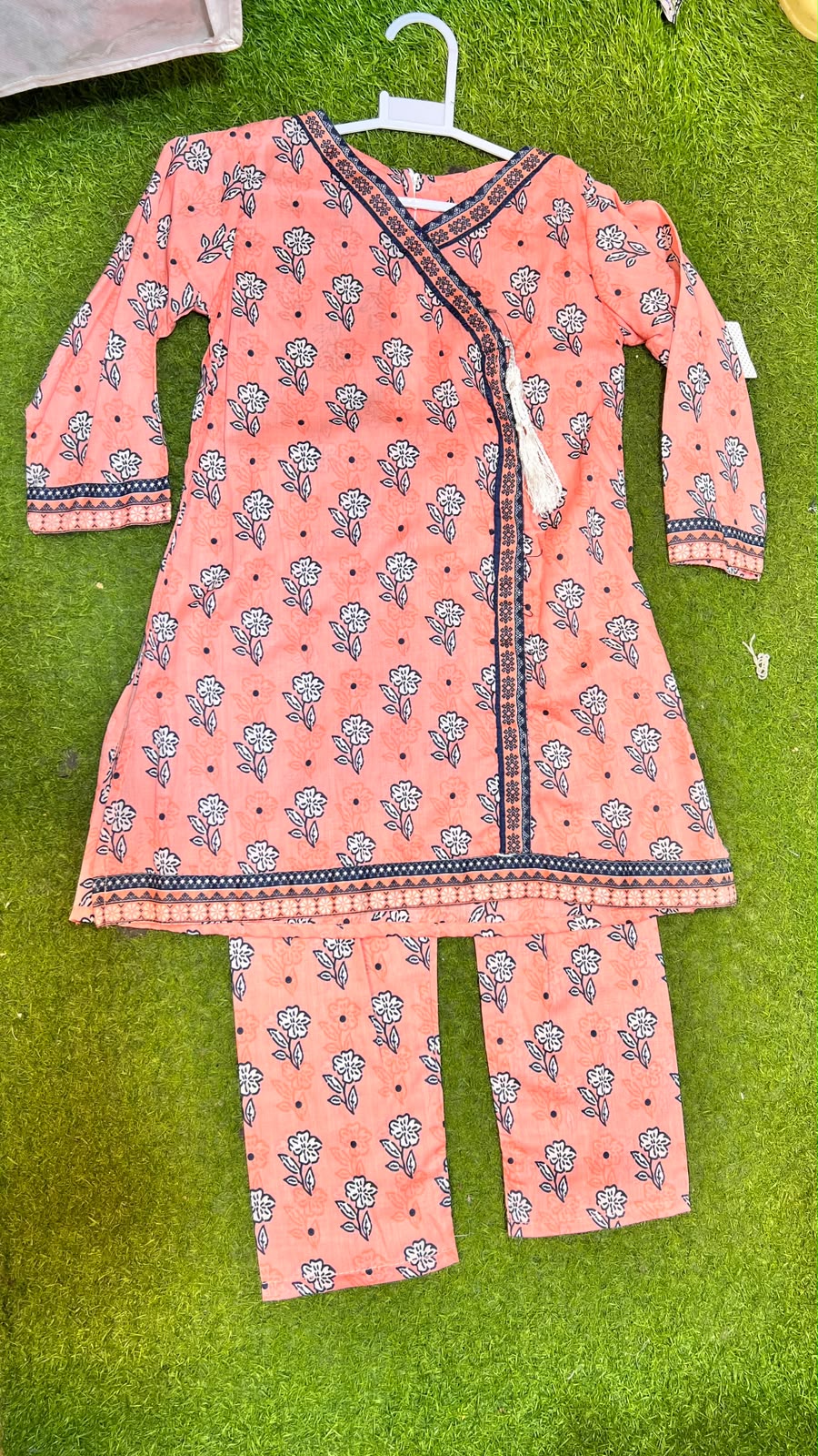Peach Floral Print Wrap Suit - 2