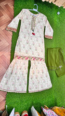 Ivory Paisley Print Gharara Suit - 2
