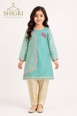 Sea Green Organza Cape Suit