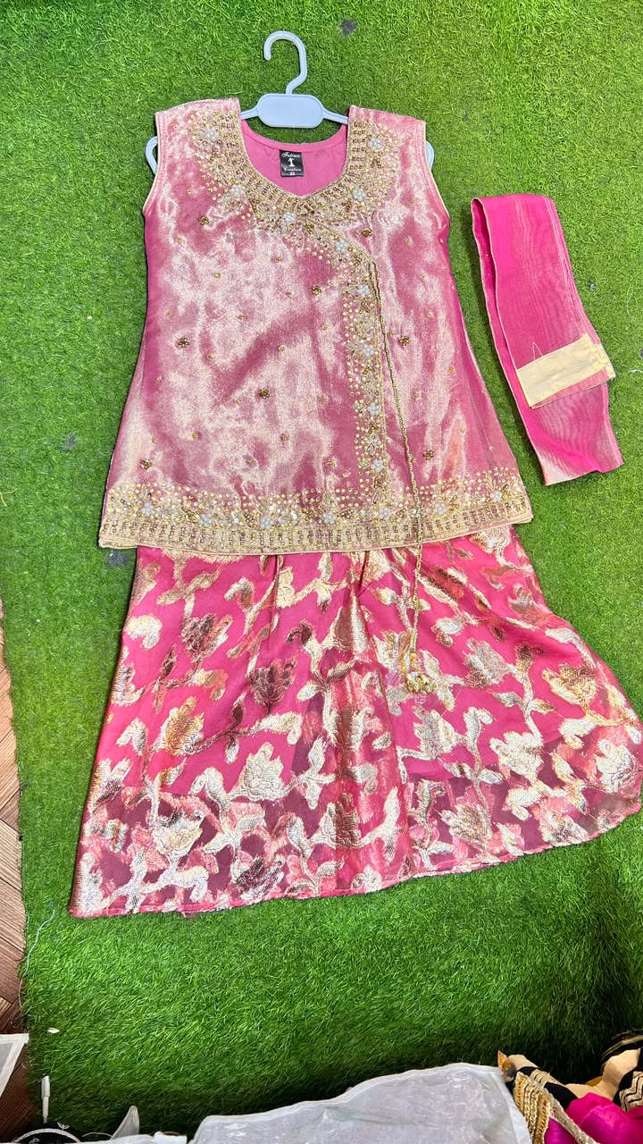 Pink Angrakha Palazzo Suit - 2