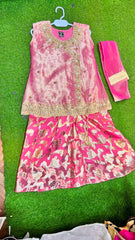 Pink Angrakha Palazzo Suit - 2