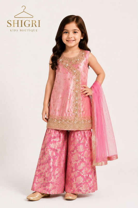 Pink Angrakha Palazzo Suit