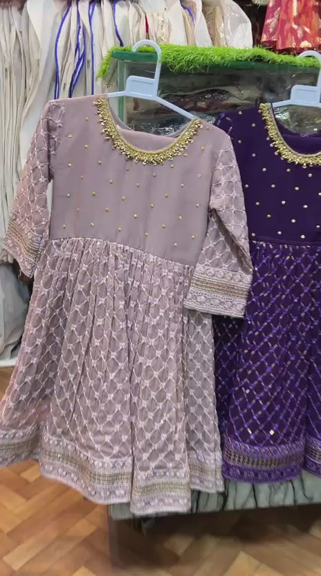 Chiffon Crisscross Embroidered Frock